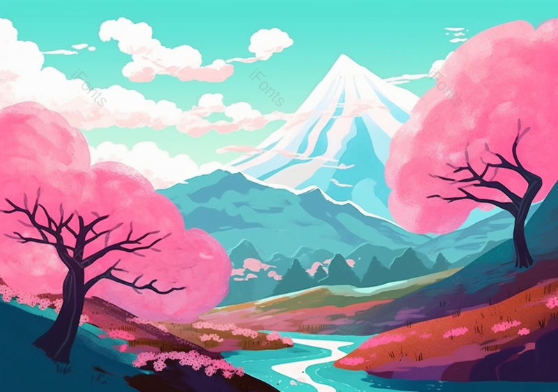 小清新浪漫樱花插画背景图,插画/手绘图,插画/手绘图库,插画/手绘图下载,插画/手绘